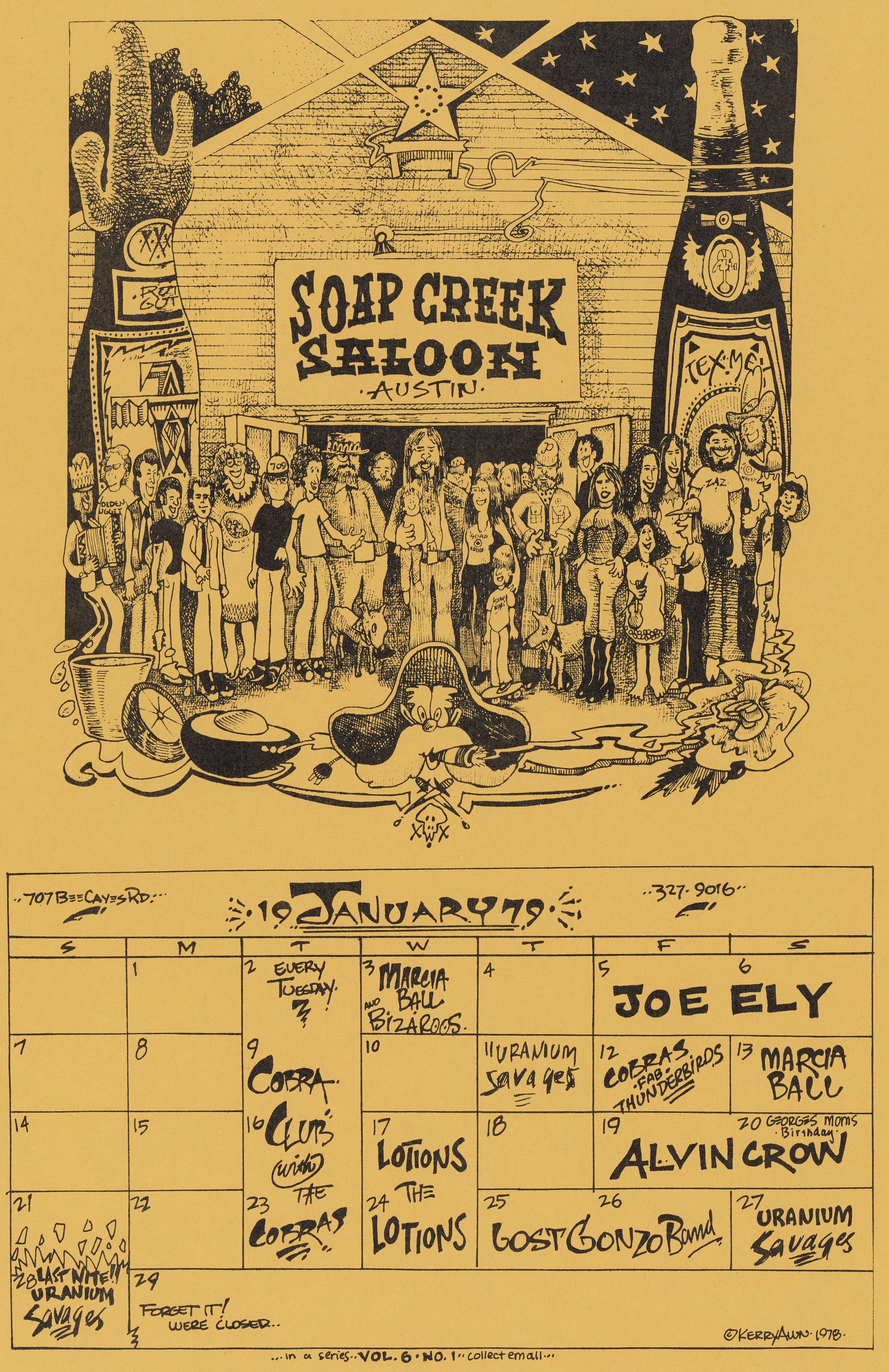 Soap Creek music calendar, January 1979